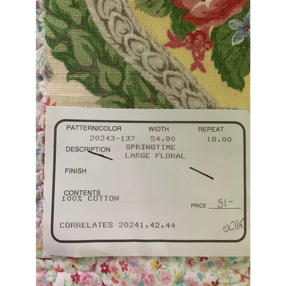 Upholstery fabric by Duralee "Spring Time" Vintage 35" x 25" - Picture 3 of 4